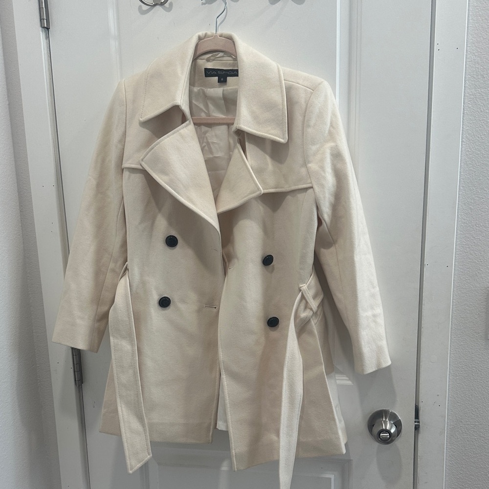 Via Spiga Women's Cream Trench Coat